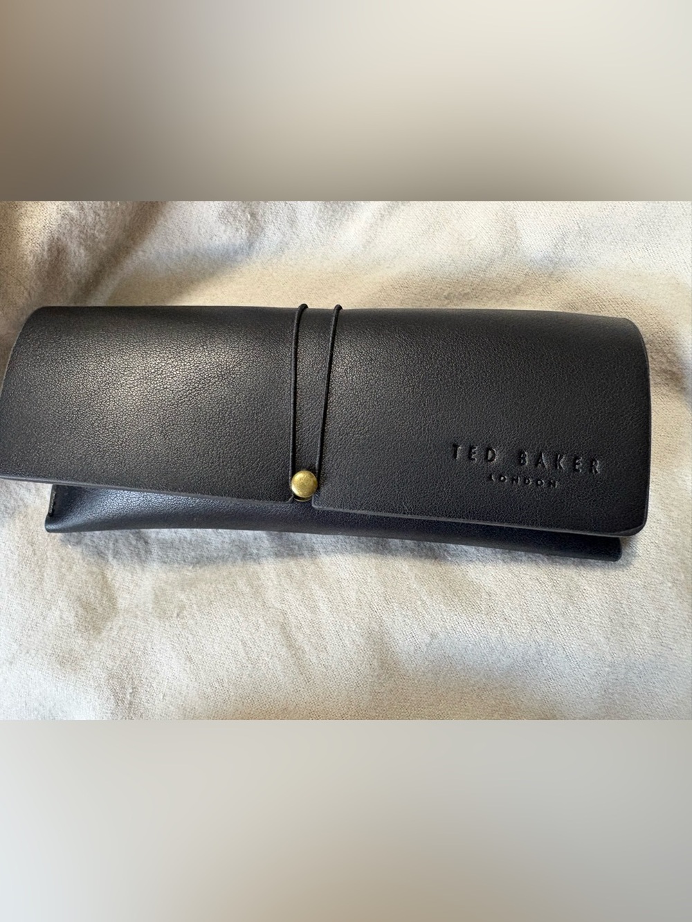 Ted Baker Black Leather Eyewear Roll with Gold Accent